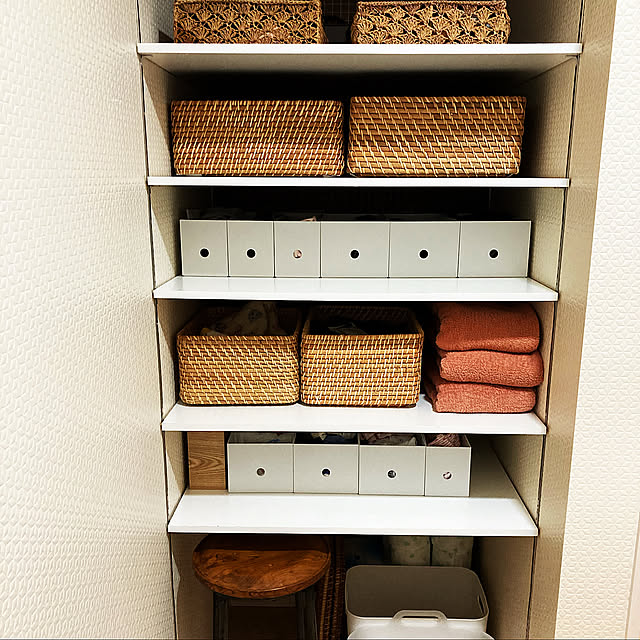 Bathroom,ずぼら収納,下着収納,洗面所 棚,洗面所 収納,無印良品,ねこと暮らす,建売,事務所併用住宅 popoの部屋