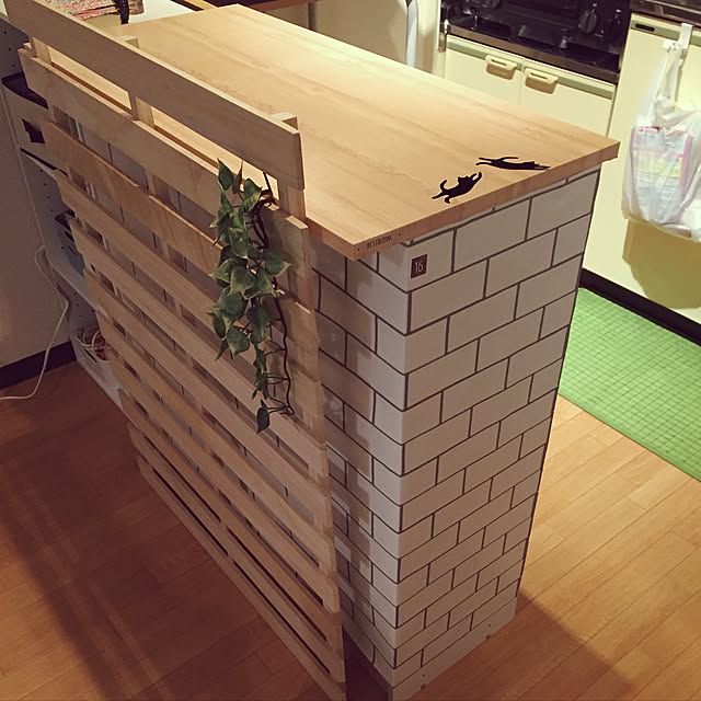 Kitchen,リメイクシート,壁紙屋本舗,カラーボックス DIY,キッチンカウンターDIY,DIY,サブウェイタイル風,ニトリ,ニトリのカラーボックス,ルームクリップマグに載りました Norikoの部屋