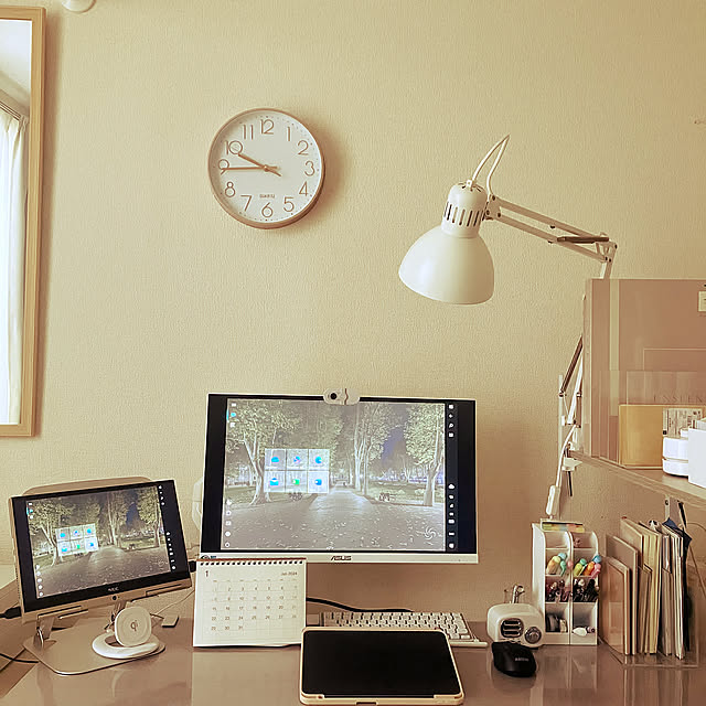 My Desk,IKEA,100均,ホワイトインテリア,スリーコインズ,無印良品,グレーインテリア chiiの部屋