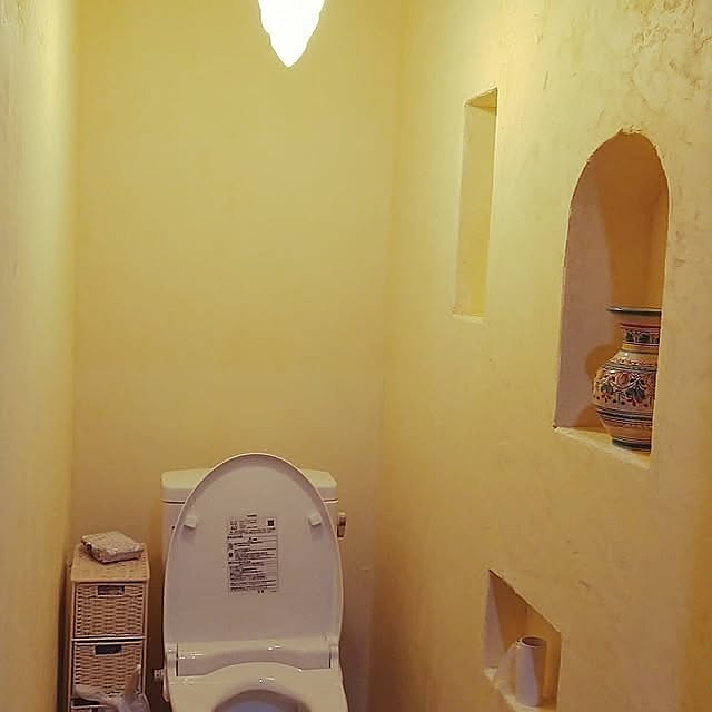 Bathroom,DIY,古民家暮らし,モロッコ風,アラブ,漆喰壁DIY,漆喰,ニッチ棚,トイレ saikaの部屋