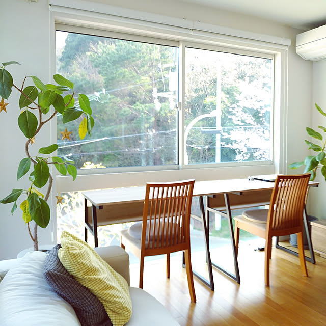 My Desk,simple life,みどりのある暮らし,GREENのある暮らし,観葉植物,グリーン,2階リビング,借景,リビング学習スペース,桜を眺めながらお勉強 noriの部屋