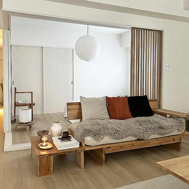 Lounge,賃貸インテリア,雑貨,DIY,ジャパンディ,ソファ,和モダン,ルーバーDIY,HAY照明 rumiichiの部屋