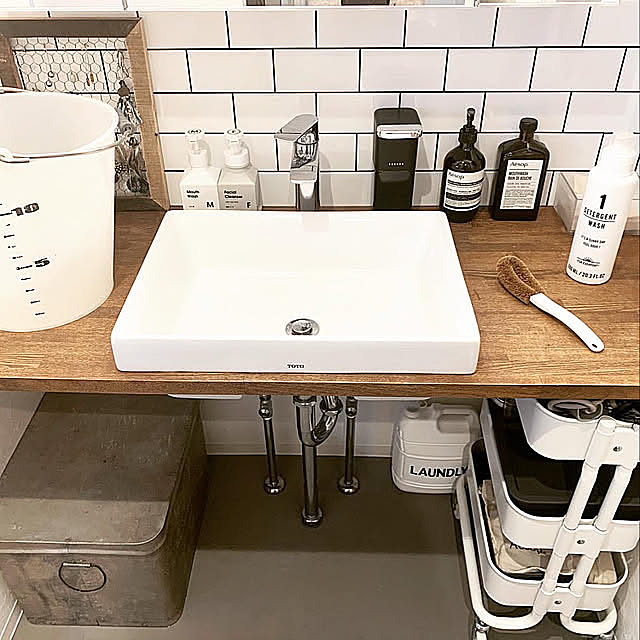 ロースフルト,亀の子JUMP,亀の子たわし,日用品,ブルックリンスタイル,リノベーションマンション,instagram→saya.makky,カフェ風インテリア,男前インテリア,セラコア,Aesop,Bathroom saya.makkyの部屋