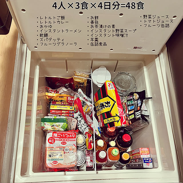 Kitchen,非常食収納,もしもの時の備え,床下収納庫,キッチンの床下収納,ローリングストック,防災,家族のある暮らし Saiiiの部屋