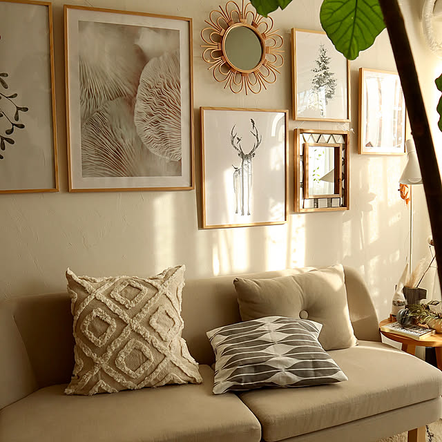 Lounge,ポスター,ポスターのある部屋,北欧ファブリック,簡単,ハンドメイド,手作り,クッションカバー,収納アイデア,マンション暮らし,ソファ,IDEE,漆喰壁DIY,北欧スタイル Hisayoの部屋