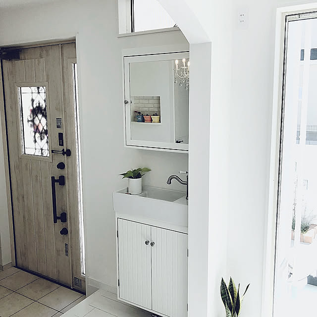 いつもいいねやコメありがとうございます♡,ミラーキャビネット,ワンコと暮らす家,IKEA,イケア洗面台,洗面スペース,観葉植物のある暮らし,観葉植物,ジエスタ2,Entrance Saitouの部屋