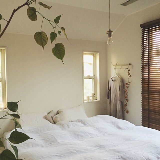 Bedroom,IKEA,ウッドブラインド,ベッド,リネン asamiの部屋