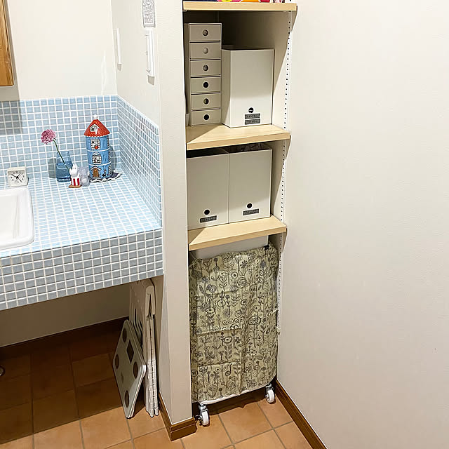 Bathroom,洗面台下収納,ミナペルホネン手ぬぐい,トロリーワゴン,ニトリ,ムーミン,ムーミンハウス,北欧好き,お花のある暮らし,こどもと暮らす,無印良品,洗面所 sakichiの部屋