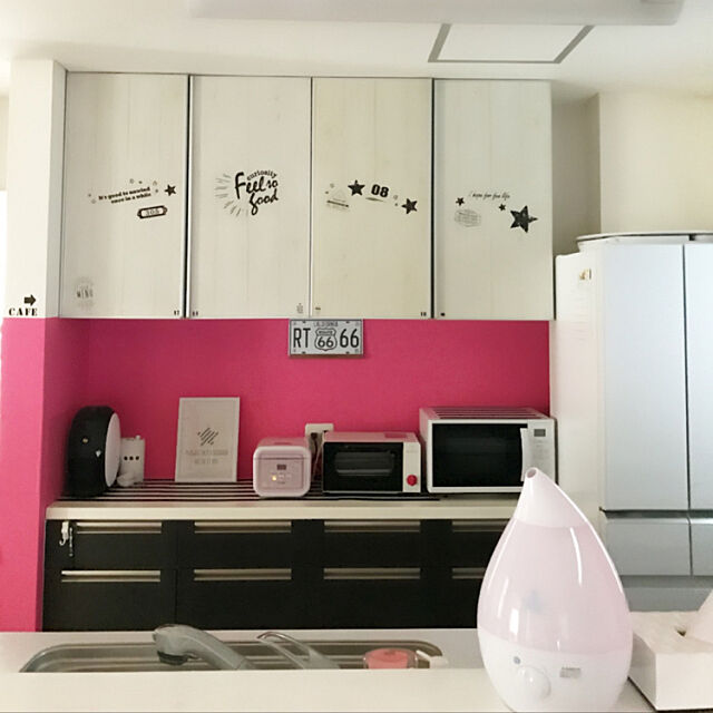 Kitchen,ピンク,ピンクキッチン,ピンク壁紙 juunの部屋