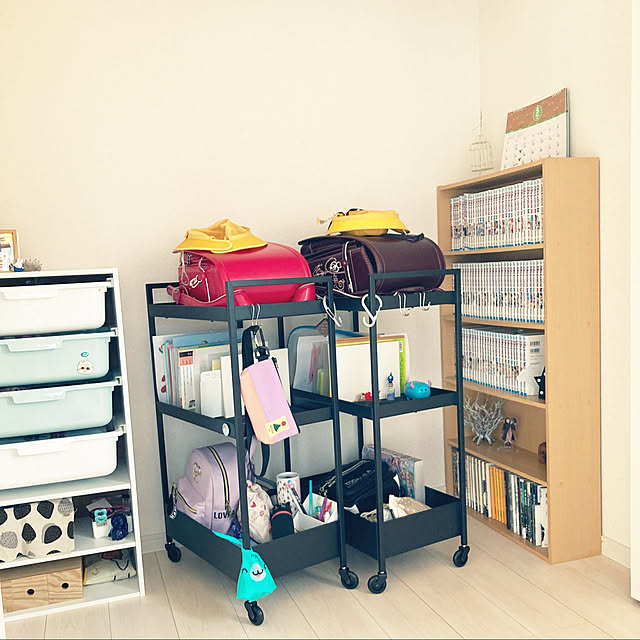 IKEAワゴン,小学生女の子の部屋,ランドセル収納,ランドセル置き場,おかたづけ育,IKEA,My Shelf shiho...の部屋