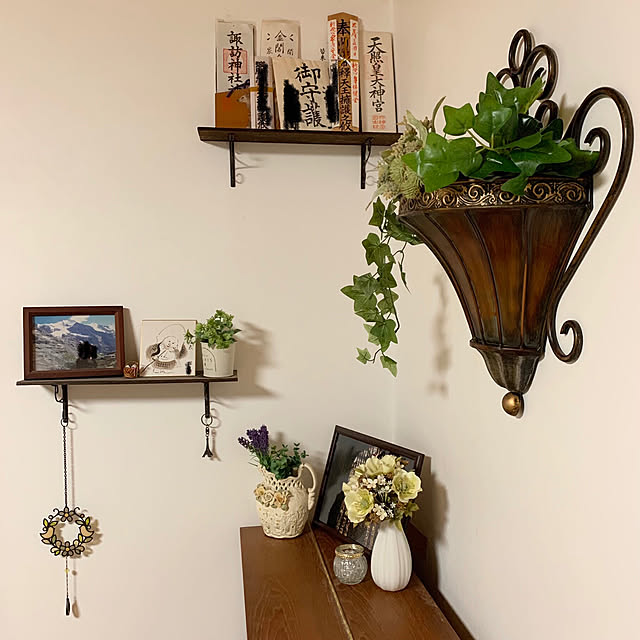RoomClipショッピング,ウェルカムクーポンキャンペーン,ウェルカムクーポン,ウォールデコレーションプランター,木目調のピアノ,壁飾り,フェイクグリーン,アイアン,お札置き,運営チームの皆さまに感謝,On Walls milkの部屋