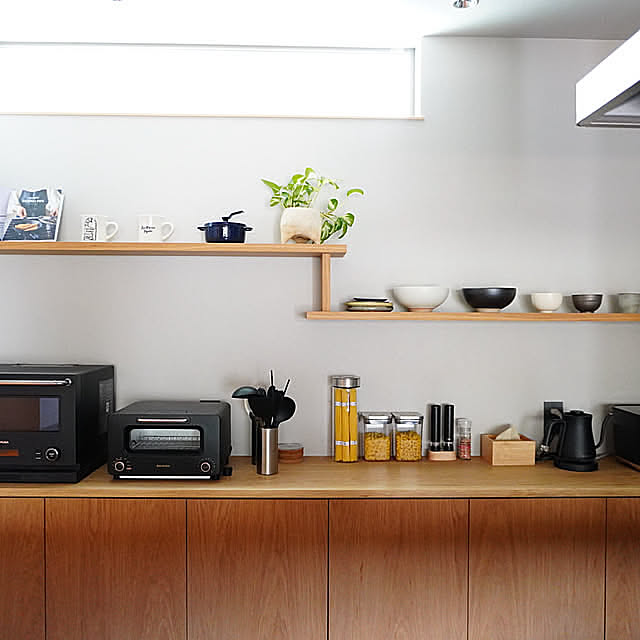 Kitchen,食器収納,食器棚,家電,BALMUDA,造作カップボード,造作キッチン,無印良品,ナチュラル,パントリー,カップボード,ジャパンディ,ジャパンディスタイル MIKIの部屋