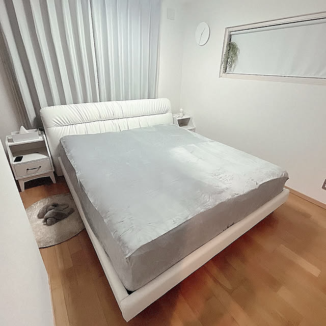 寝室,Nウォーム,寝室インテリア,マルチすっぽりシーツ,ベッドルーム,ニトリ,ホワイトインテリア,ベッドシーツ,防寒対策,ニトリ購入品,Bedroom halupiiigの部屋