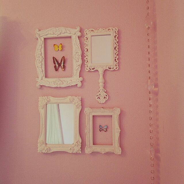 Bedroom,ピンクインテリア,ピンクの壁紙,ピンクの部屋,蝶々大好き♥︎,ピンク×ホワイト twinkle-butterfly38の部屋