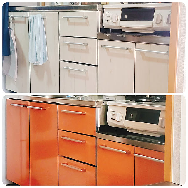 Kitchen,セリア,リメイクシート,賃貸アパート tottoの部屋