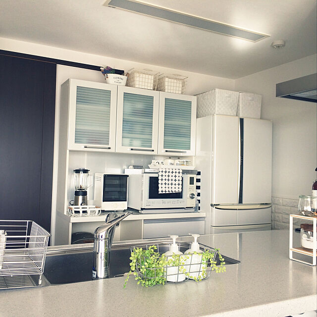 Kitchen,水切りカゴ,無印良品,白が好き,シンプル,スッキリしたい,オープンキッチン hiroの部屋