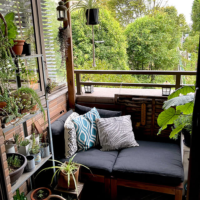 Lounge,植物のある暮らし,IKEA,クッション,ガーデンソファ,ベランダガーデン,ベランダ,好きなインテリアブランド kan2の部屋