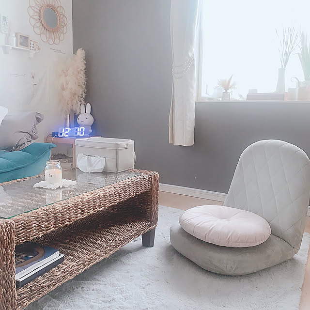 RoomClipショッピング,ナチュラルインテリア,賃貸インテリア,賃貸でも楽しく♪,2LDK賃貸,座椅子,ラタン,グレーインテリア,セルタン,狭いLDK,Lounge Eriの部屋