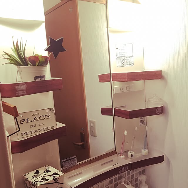 Bathroom,洗面所,before/after,アパート,100均,セリア,フェイクグリーン,ダイソー,マスキングテープ,原状回復DIY,賃貸でも諦めない！ Mariの部屋