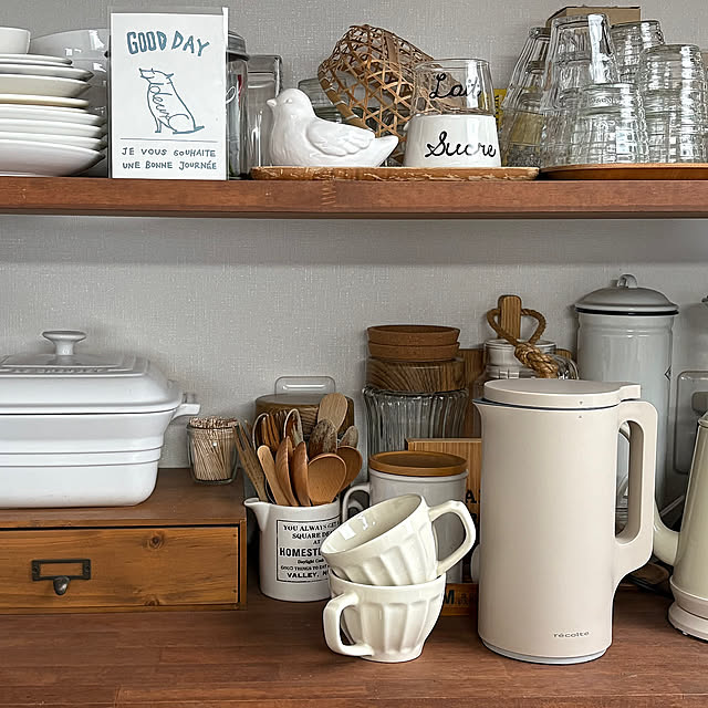 Kitchen,モニター投稿④,時短,ポタージュスープ,セリア スープカップ,オープン収納,3月,新生活,スープカップ,recolte,自動調理器,自動調理ポット,recolte自動調理ポット,ナチュラルインテリア,キッチン収納 Kaeru-Mamaの部屋