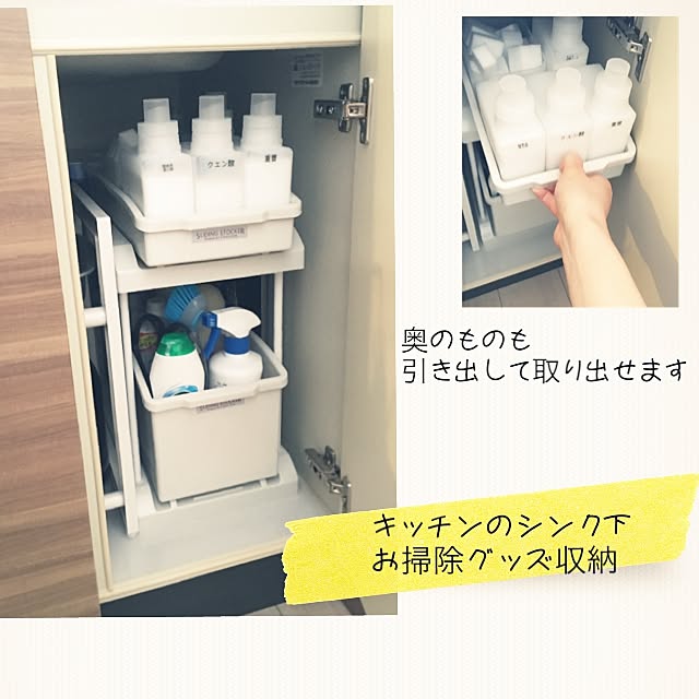 Kitchen,洗剤収納,お掃除グッズ,シンク下収納,キッチン収納,パストリーゼ,重曹,メラミンスポンジ,ナチュラル系洗剤,マンション暮らし,無印良品,マンション,収納 risako1107の部屋