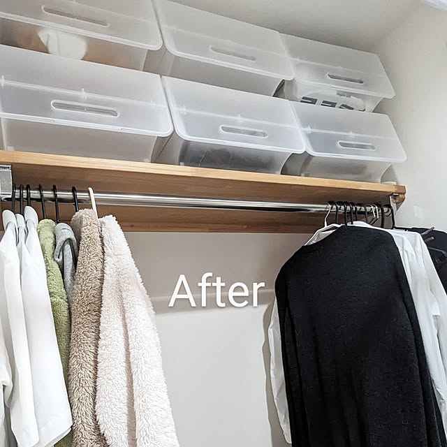 Bathroom,収納ボックス,収納ケース,収納見直し,フロック,SANKA,脱衣所収納,枕棚の上,枕棚収納,クリアケース,半透明,収納,衣類収納,衣替え,クローゼット上段,クローゼット収納 mikiの部屋