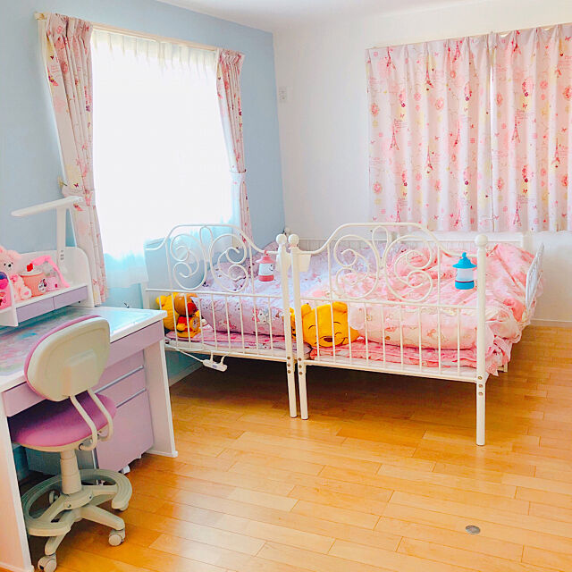 ニトリのベッド,女の子のお部屋,子供部屋,ベッド,Bedroom pineappleの部屋