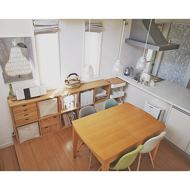 Kitchen,レイアウト,北欧ナチュラル,北欧インテリア,ナチュラルインテリア,北欧,ダイニングテーブル,ダイニングチェア,イームズチェアリプロダクト hacoralの部屋