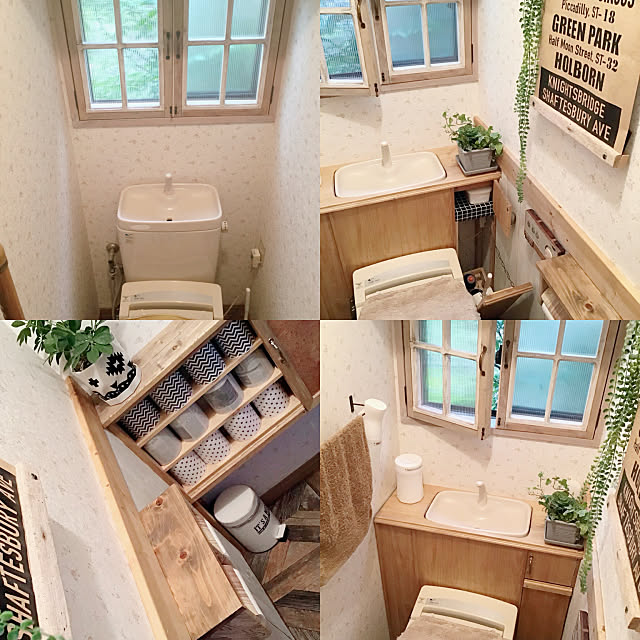 Bathroom,トイレットペーパーの収納,腰壁DIY,トイレタンクレスdiy,窓枠DIY,DIY,日本家屋,昭和,窓枠,いいね＆コメントいつもアリガトウ♡ naoの部屋