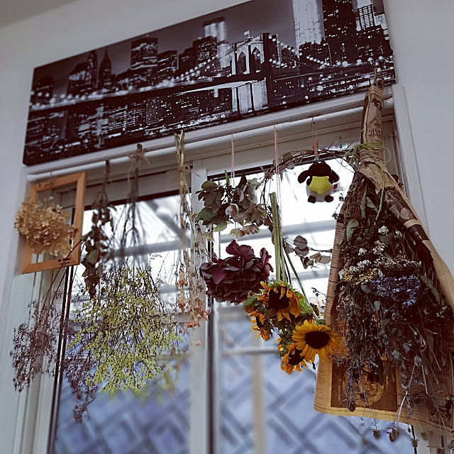On Walls,夏の模様替え,夏の花をドライフラワーに,RCの出会いに感謝♡,いいね＆フォローありがとうございます♡,見てくださってありがとう❁︎,今日の一日に感謝♥,笑顔で暮らす♡,ドライフラワー,ニトリLEDキャンバスポスター bambiの部屋