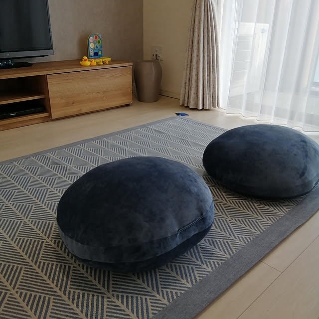 Lounge,ニトリ率高い,もちもちクッション,3歳息子,中古マンション,子どものいる暮らし,シンプルな暮らし,アクセントカラーはネイビー,インド綿ラグ,ラグ,マンション暮らし,ニトリクッション tachimamaの部屋