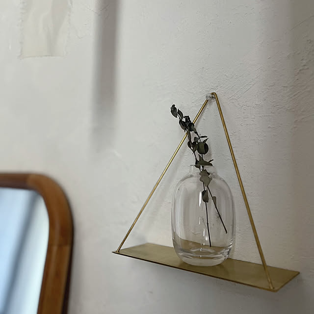 On Walls,真鍮,PIKE ウォールブラスシェルフ,漆喰壁,RoomClipアンケート,RoomClipショッピング,DIY,雑貨,観葉植物,フラワーベース,お花のある暮らし,北欧 chiiの部屋