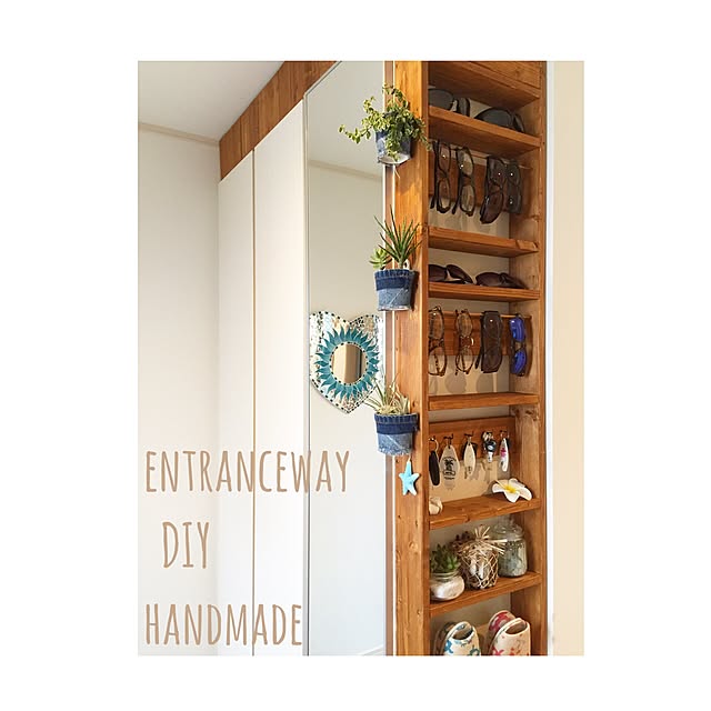 Entrance,デニム,デニムリメイク,ハンドメイド,HAWAII,ハワイアン雑貨,おしゃれ,ロンハーマン,DIY,海,西海岸,手作り,ALOHA,surf,ハワイアン,WTW,海を感じる雑貨,海を感じるインテリア,RHC,リメイク,100均,スリッパ掛け,鍵掛け,サングラス掛け Ayakaの部屋