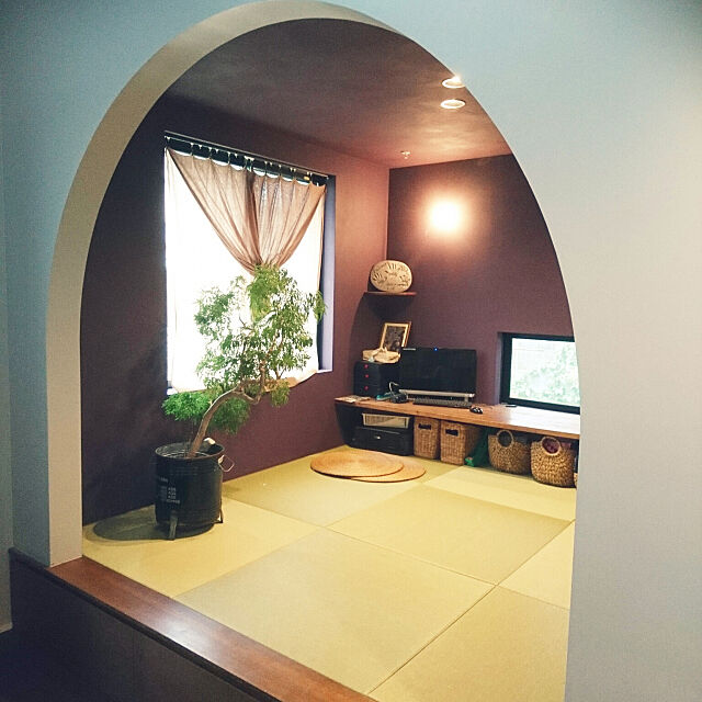 Lounge,小上がり和室,台湾モミジ,壁は濃紫 su.ji.naの部屋