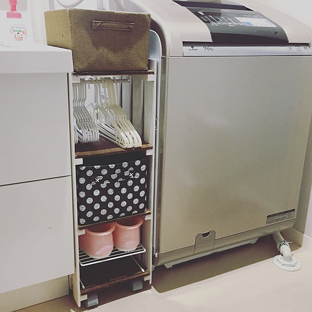 Bathroom,ランドリースペース,ハンガーラックDIY,隙間収納DIY,すのこDIY kirinchanの部屋
