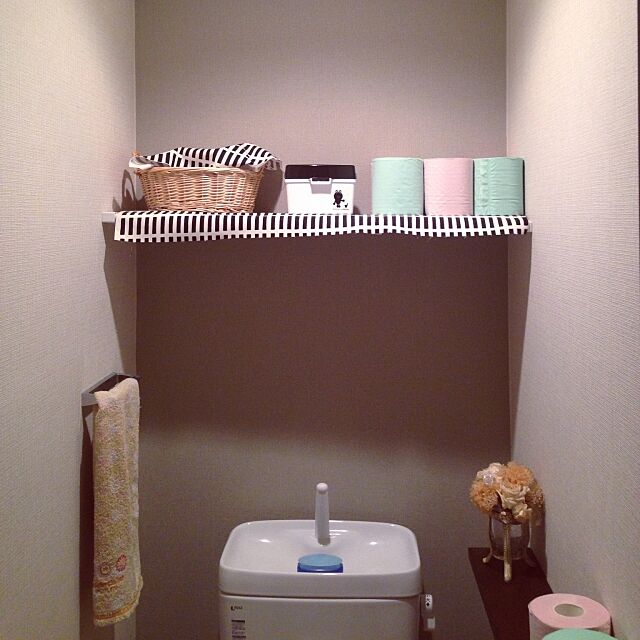 Bathroom,突っ張り棚,ニトリ,モノトーン,DIY Ponsukeの部屋