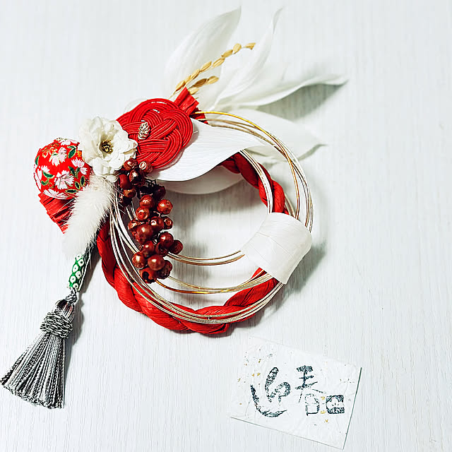 しめ縄,手作りしめ縄飾り,お正月インテリア,ホワイトインテリア,IG→petitcadeau_ pocoの部屋