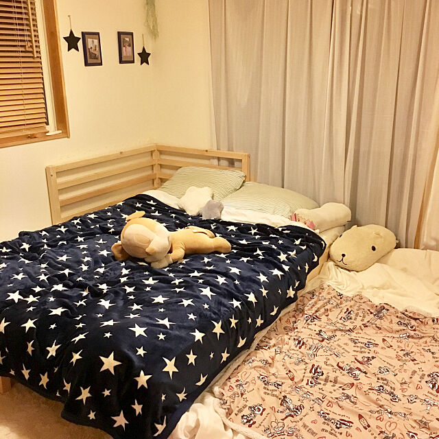Bedroom,ミッキーマウス,星柄,IKEAベッド,IKEA,しまむら,しまむら 毛布,中古住宅,RC東京支部,カピバラさんのある暮らし makoriの部屋