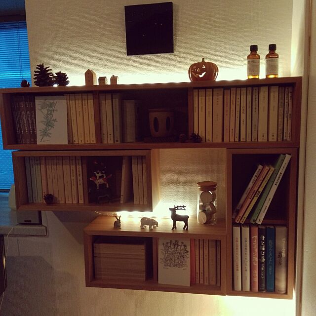 My Shelf,無印良品,照明,本棚,IKEA,賃貸,IKEA 照明,転勤族,無印良品 壁に付けられる家具,木が好き,すっきり暮らしたい,ブックカバーは外しました johnの部屋
