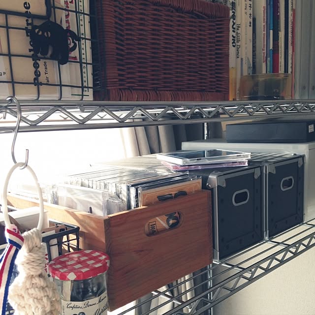 My Shelf,NO MUSIC,NO LIFE.,CD,CD収納,絵本,木箱,スチールラック,レコード収納,一人暮らし,無印良品,オープン収納 coroの部屋