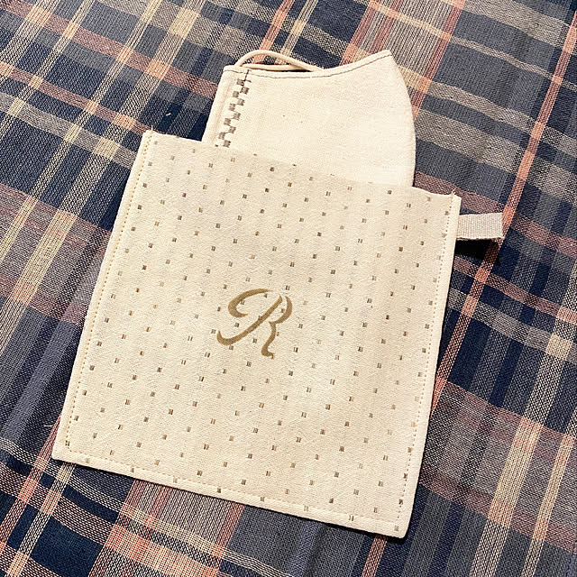 マスク入れ,ミシン,ステンシル,布用インク,ハンドメイド,はぎれ布,My Desk figaro39の部屋