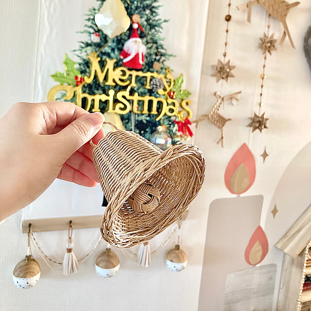 ツリータペストリー,タペストリー,オーナメント,ベル,手芸,エコクラフト,紙バンド,クラフトバンド,ハンドメイド,クリスマス,ナチュラル,建売住宅,こどもと暮らす,My Shelf merutoの部屋
