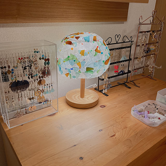 アクセサリー,寝室の一角,寝室,アクセサリー収納,シーグラスランプ,シーグラス DIY,シーグラス,Bedroom Hidamari-Rの部屋