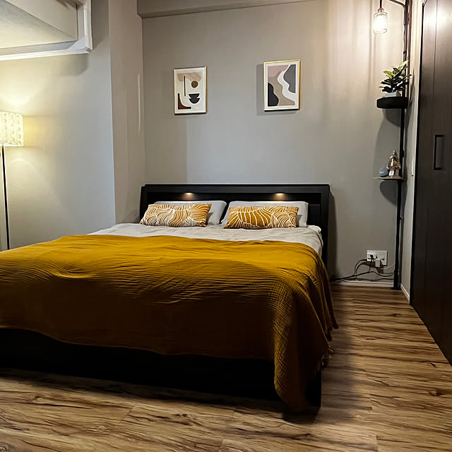 Bedroom,ビフォーアフター,カフェ風,リゾート,海外風インテリア,ホテルライク,アートのある暮らし,リビングインテリア,寝室,間接照明 mike_life222の部屋
