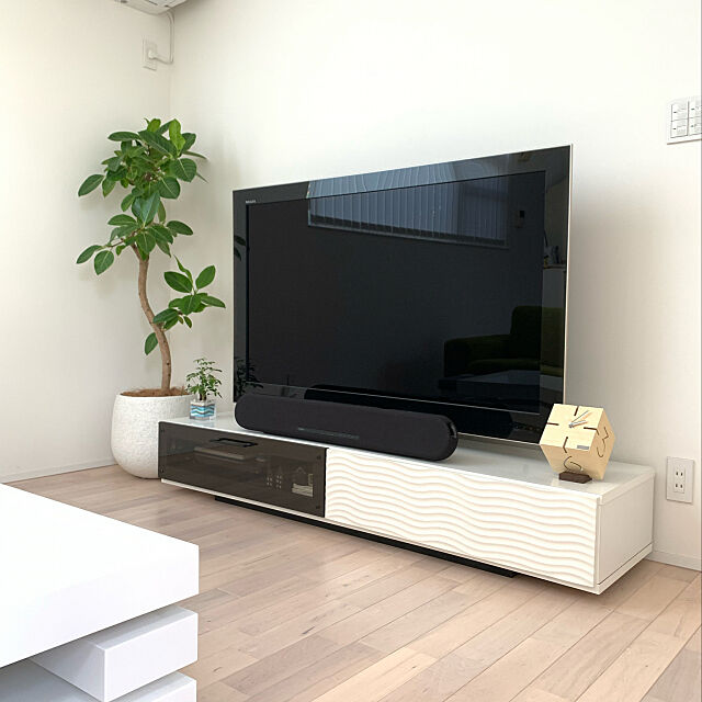 アルテシマ,観葉植物,テレビ,テレビボード,置き時計,白い家,Lounge taiyo_423の部屋
