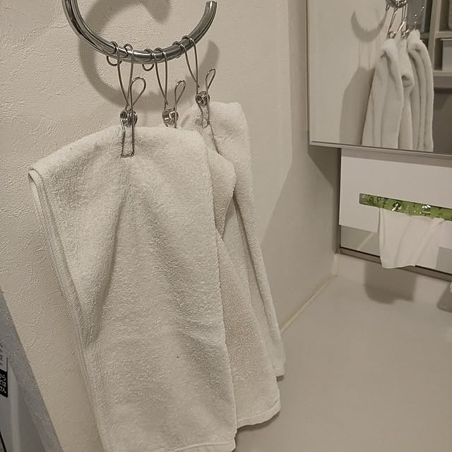 Bathroom,ホワイトインテリア,無印良品,無印タオル,無印　　クリップ RRRsistersの部屋