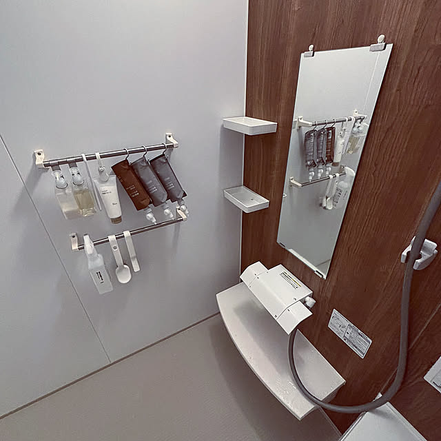 Bathroom,ベストバイ,ぬめり予防,ぬめり対策,つりさげシャンプー,つりさげ収納,買ってよかったもの,ダイソー,シンプル,狭小住宅,収納,無印良品,無印 mouseの部屋