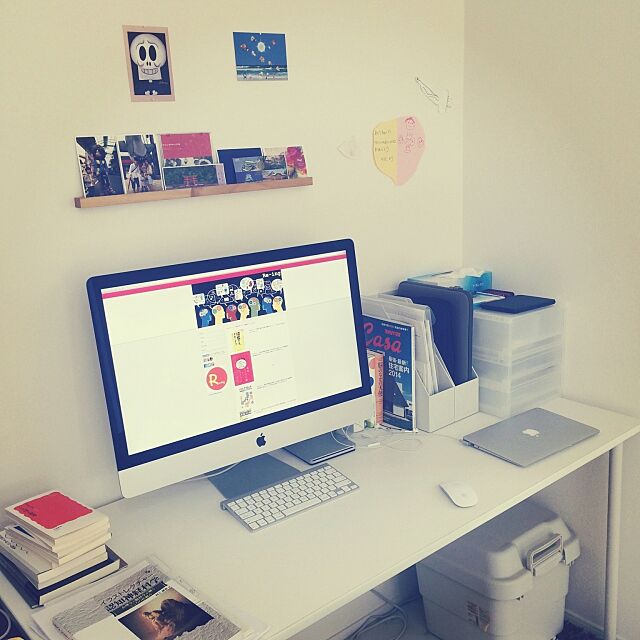 My Desk,書斎,workspace,あんぱんまん,MacBook Air,iMac,Apple,無印良品 mas_imageryの部屋