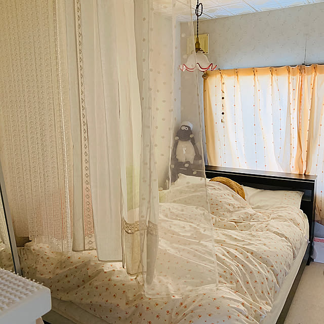 ゾーニング,レースカーテン,寝室,ベッドルーム,カーテン越しの光が好き,Bedroom makotsuの部屋