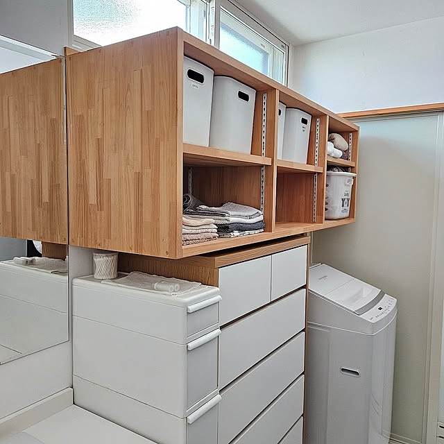 Bathroom,洗濯機まわりの収納,平屋,平屋暮らし,保護猫,ねこのいる日常,猫と暮らす,猫と暮らす家,ねこと暮らす,小さな平屋,猫好き♡,ペットのいる暮らし,2人と3匹暮らし,イベント参加 koyurizuの部屋